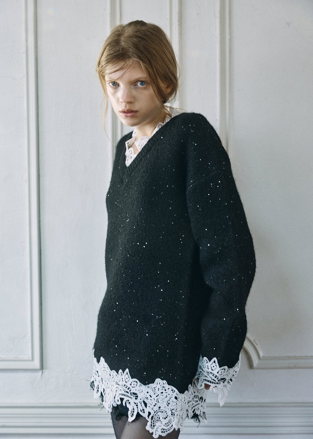 【予約商品】Lace Sparkle Oversized Knit