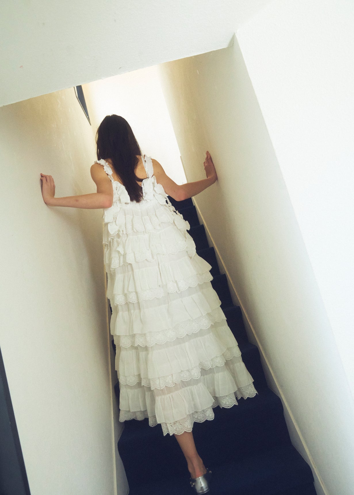 Cotton Tiered Scallop Dress