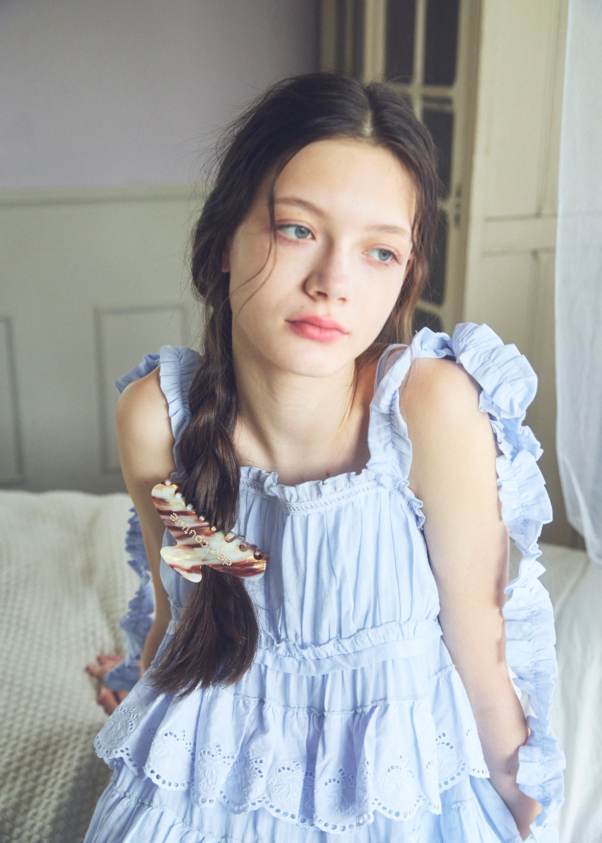 Cotton Tiered Scallop Dress