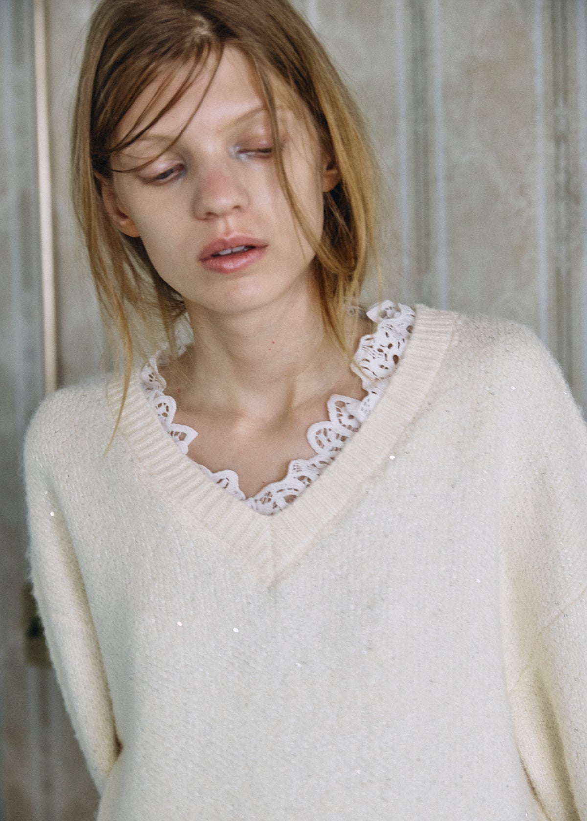 【予約商品】Lace Sparkle Oversized Knit