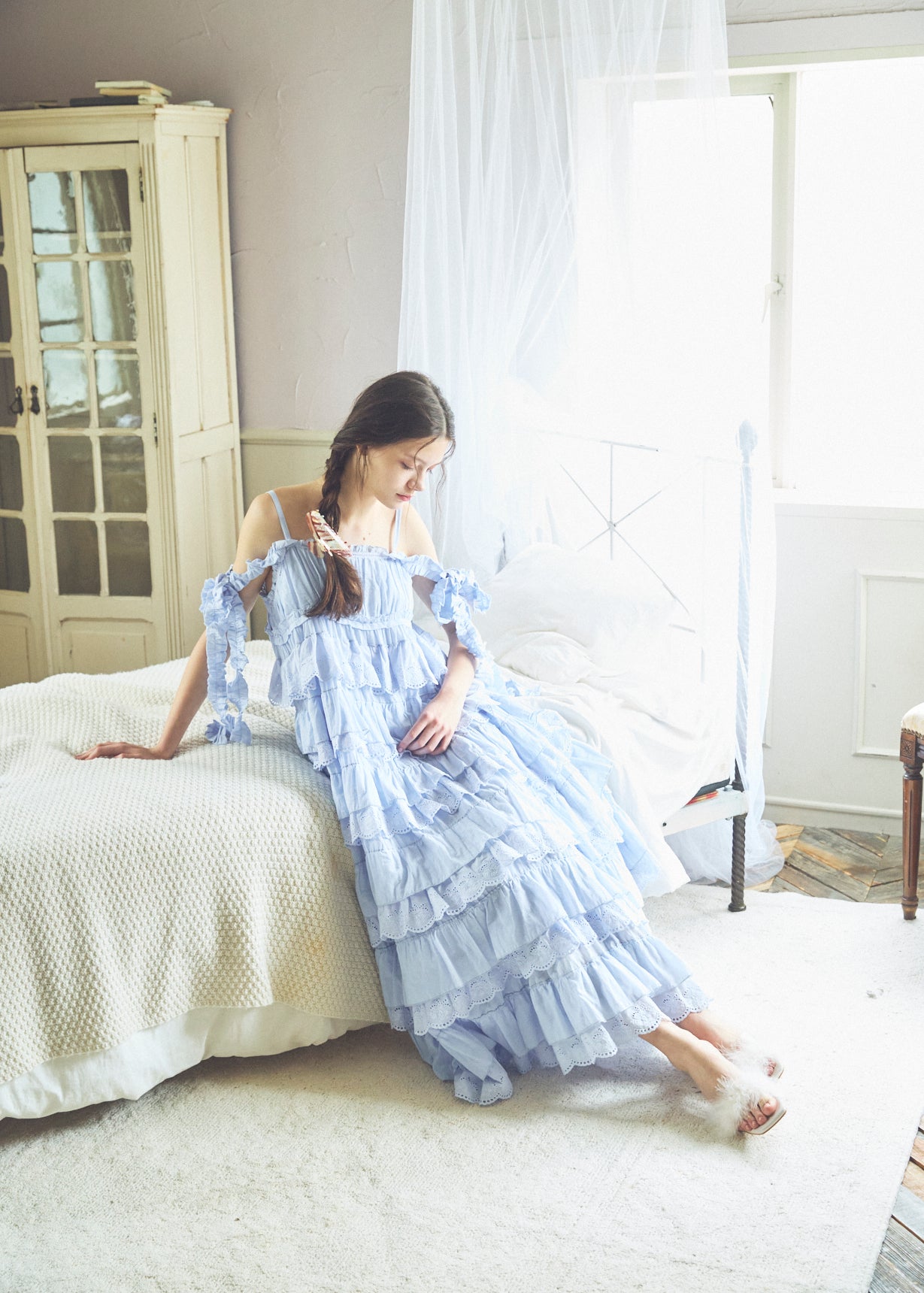 Cotton Tiered Scallop Dress