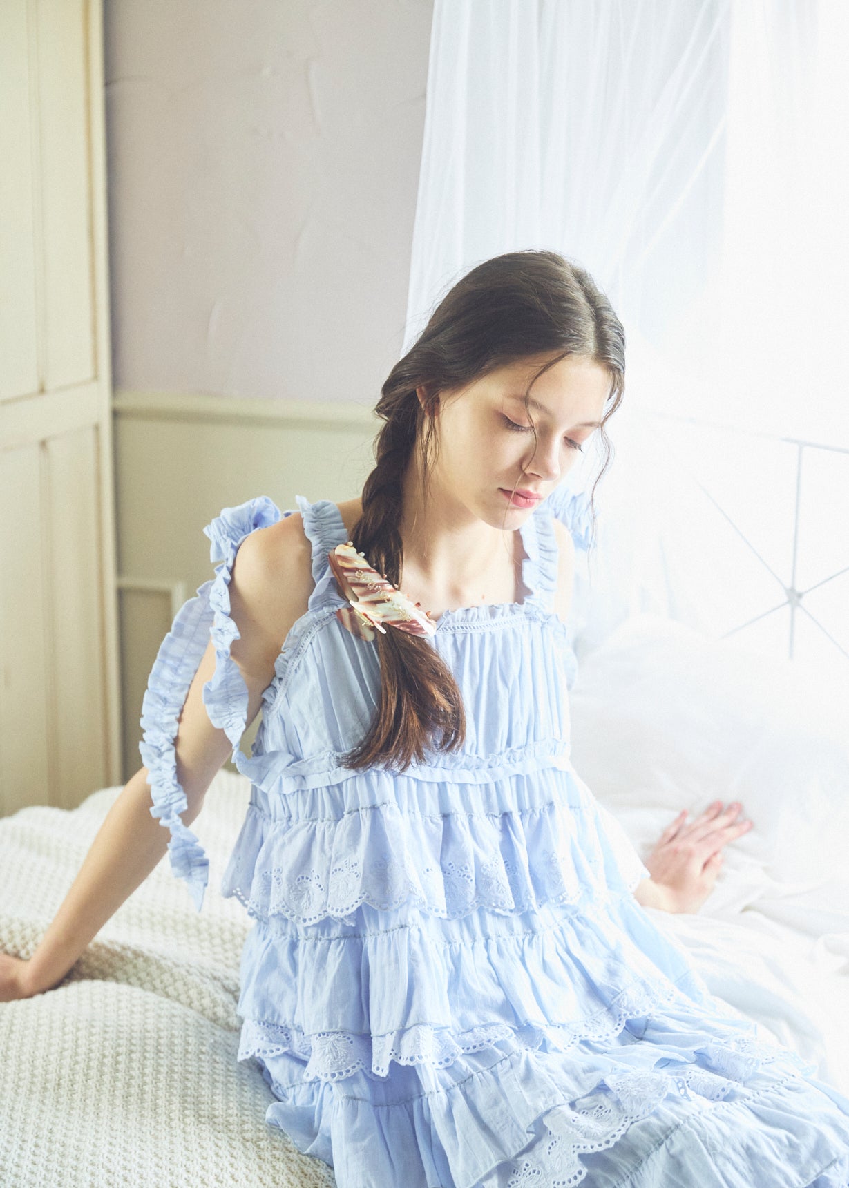 Cotton Tiered Scallop Dress