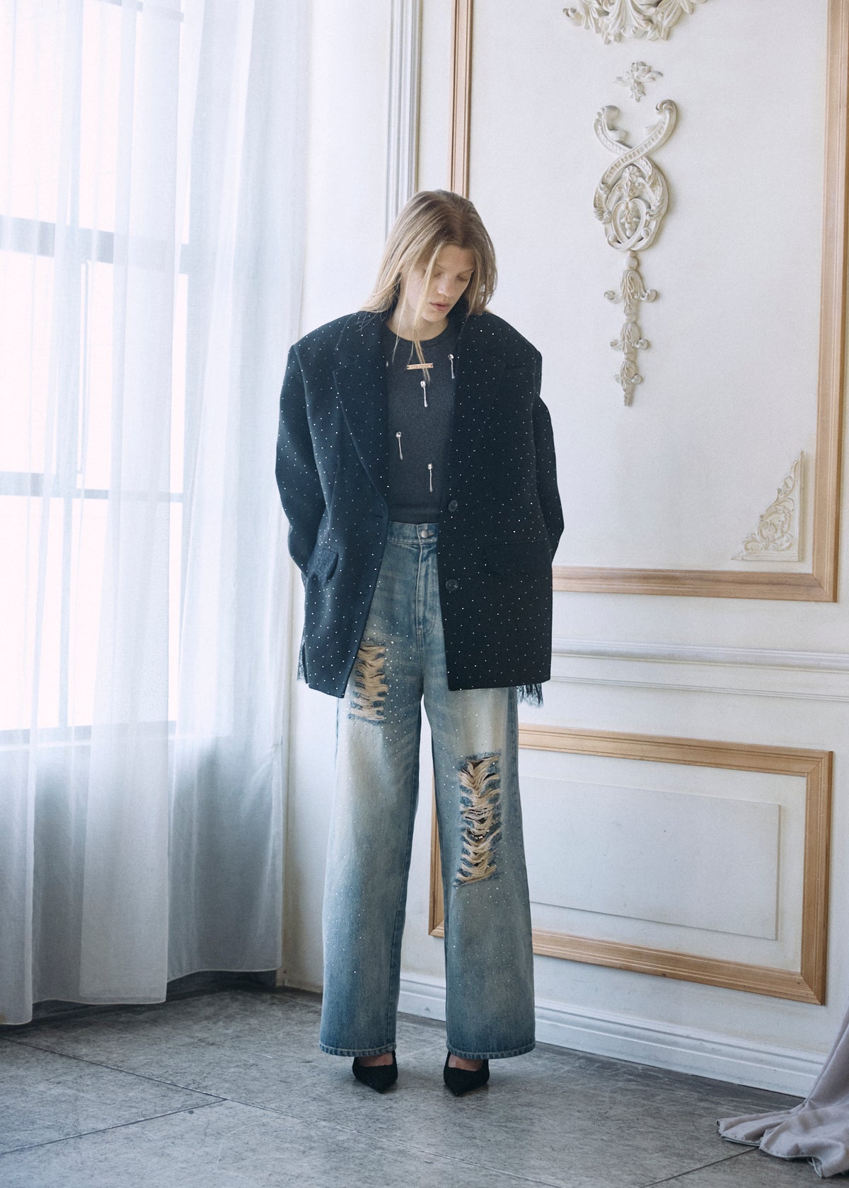 【予約商品】2WAY Bijou Lace Jacket