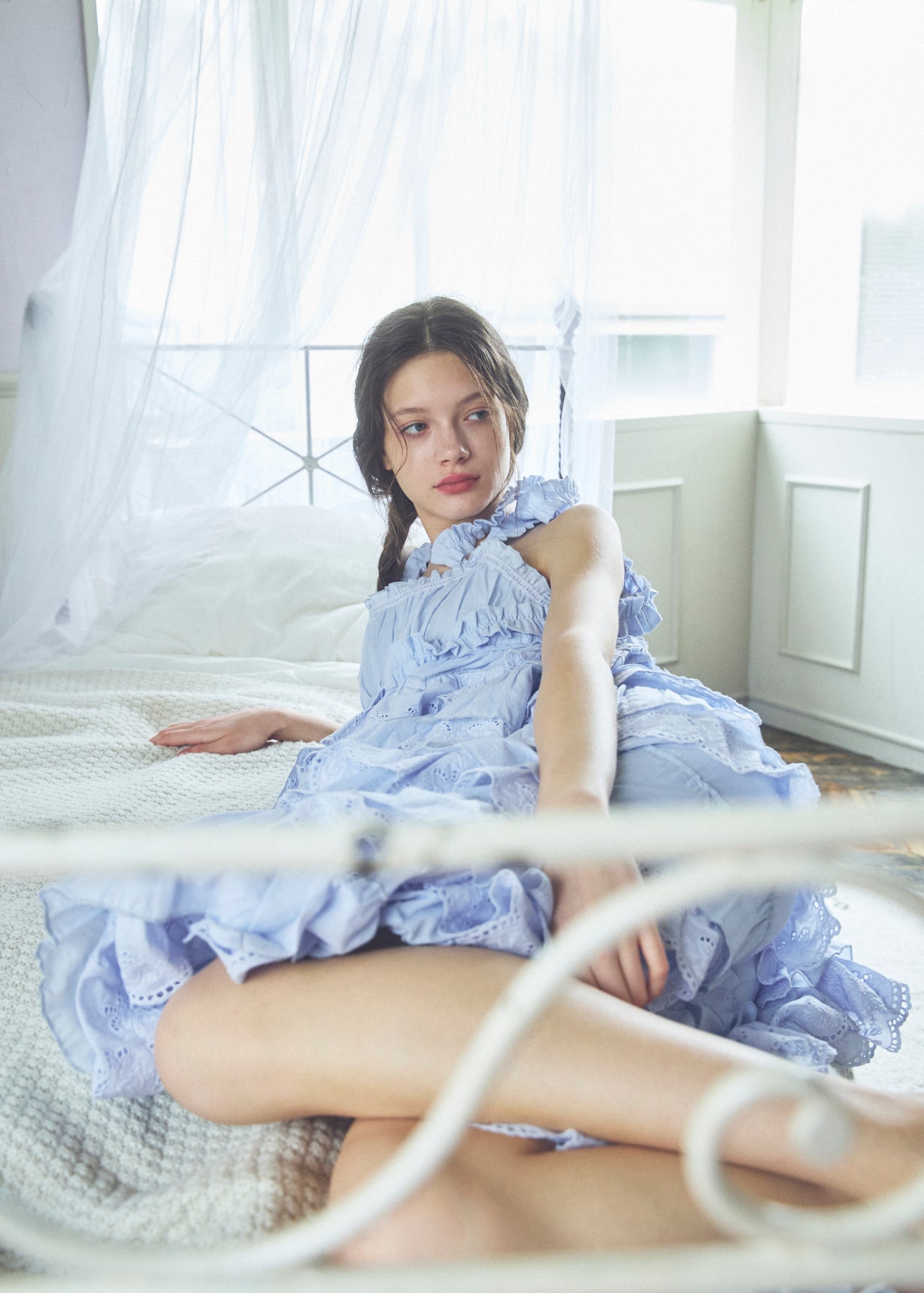 Cotton Tiered Scallop Dress