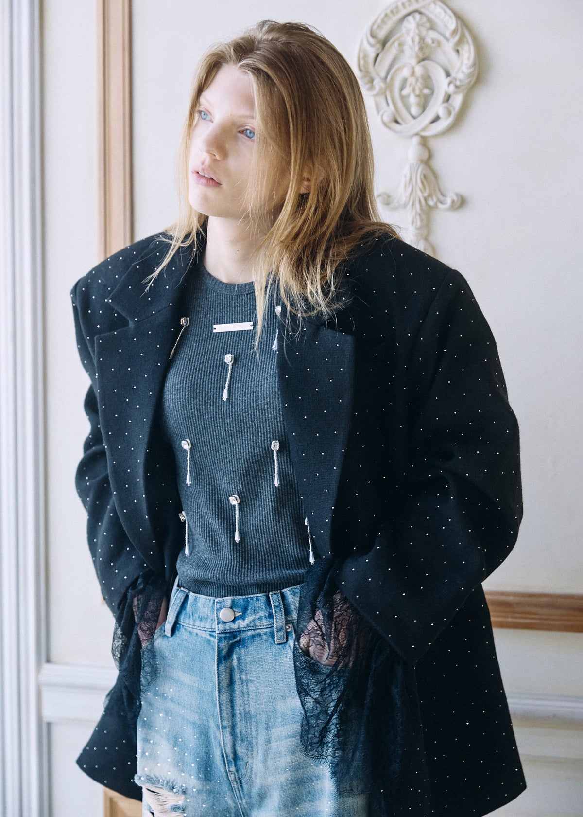 【予約商品】2WAY Bijou Lace Jacket