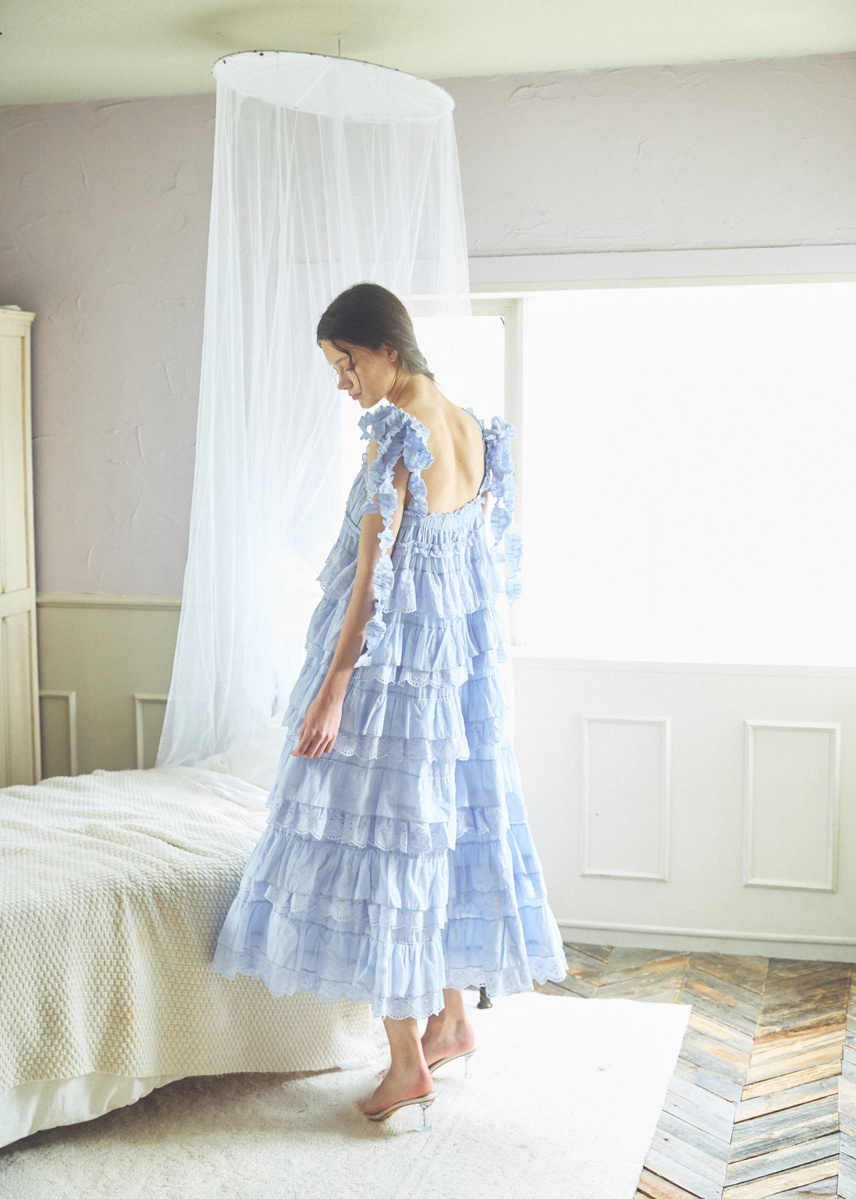 Cotton Tiered Scallop Dress
