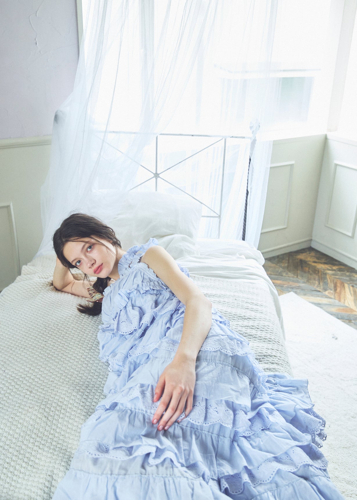 Cotton Tiered Scallop Dress