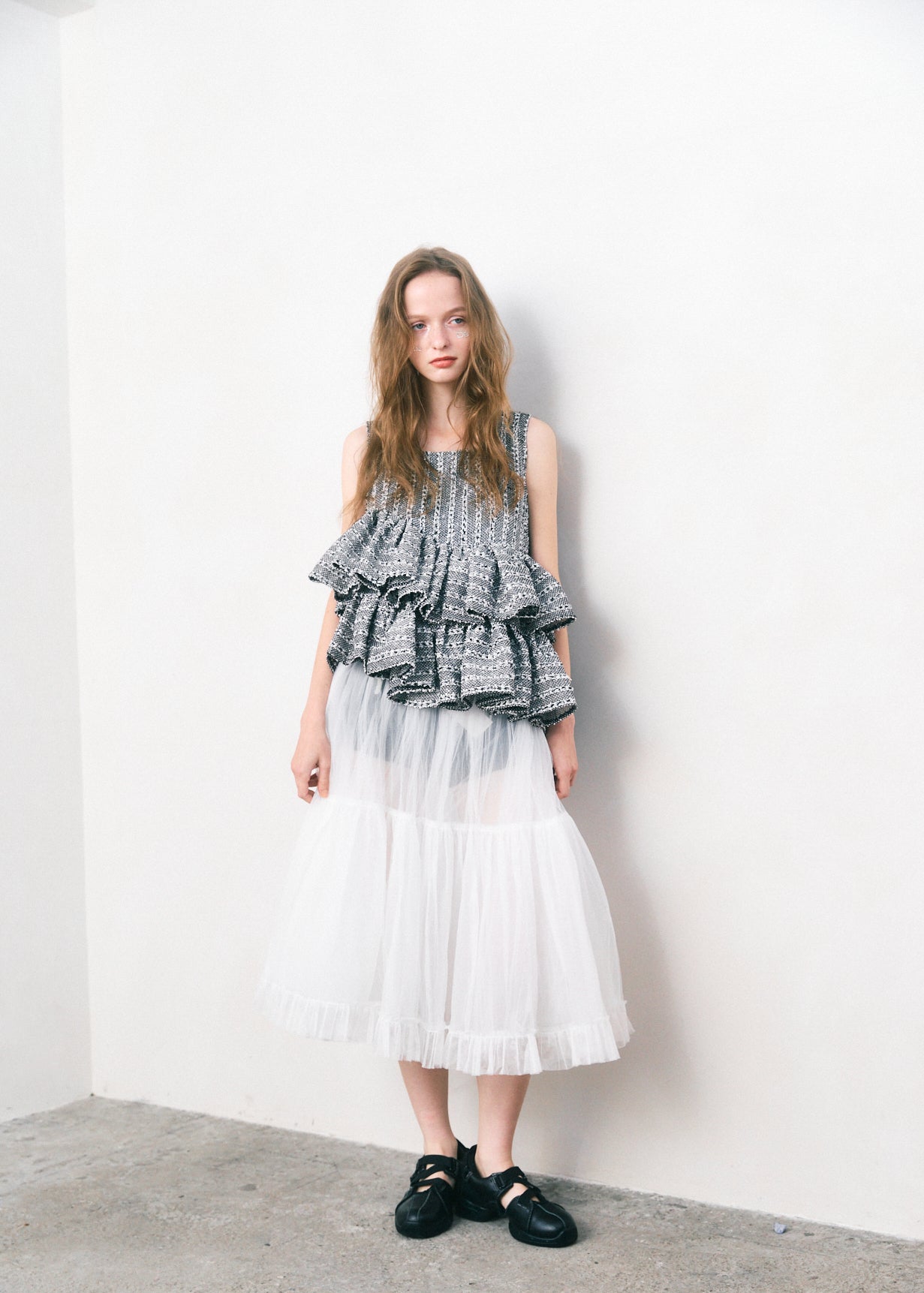 Fancy Tweed Frill Top