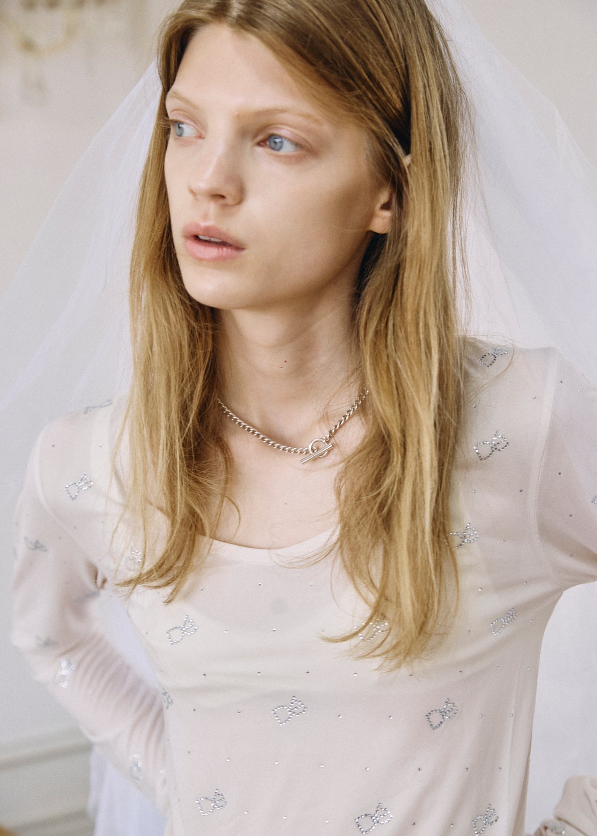 【予約商品】Crystal Logo Sheer Top