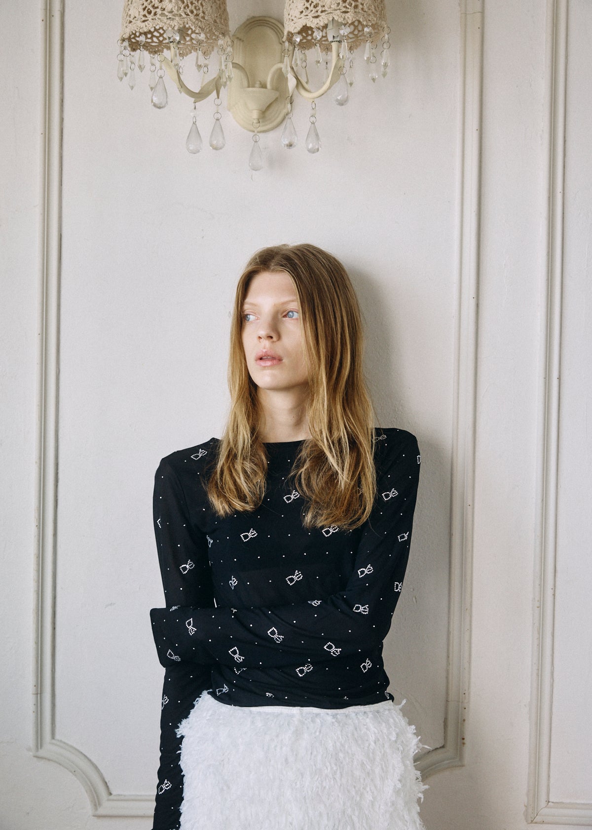 【予約商品】Crystal Logo Sheer Top