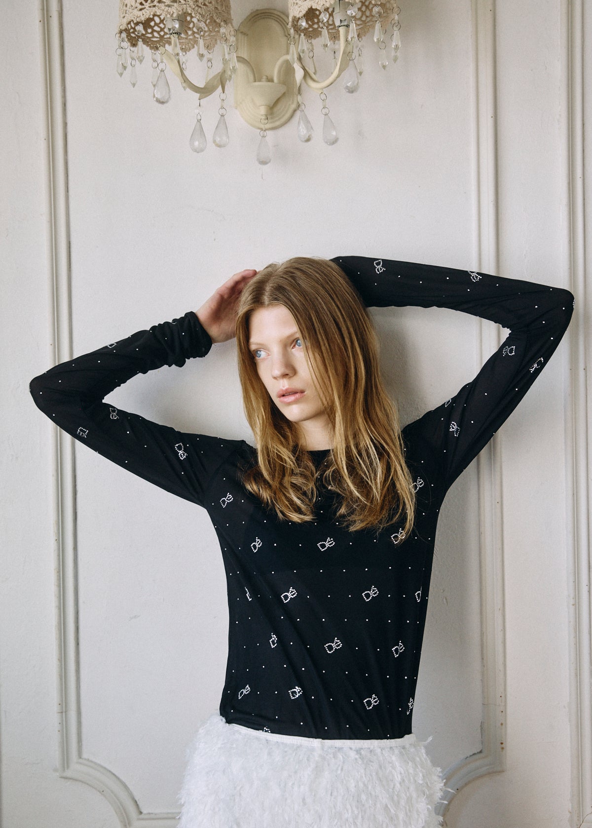 【予約商品】Crystal Logo Sheer Top