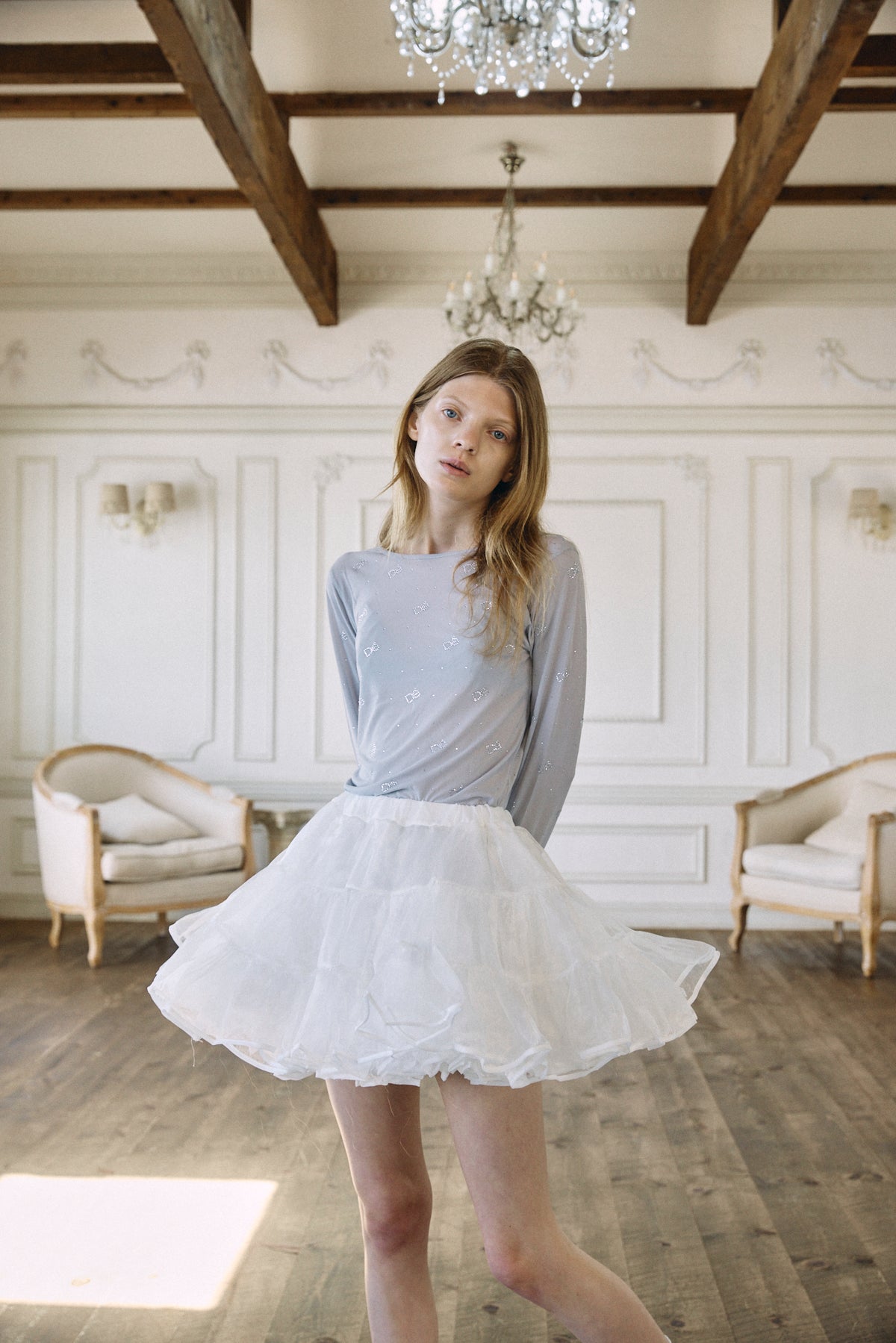 【予約商品】Crystal Logo Sheer Top
