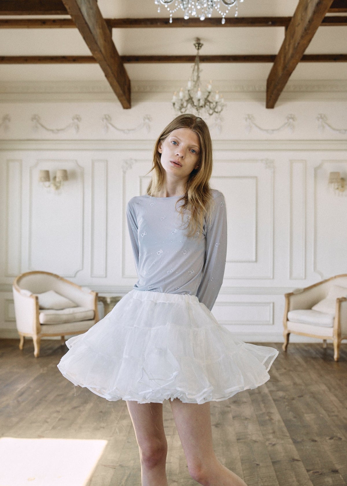Crystal Logo Sheer Top
