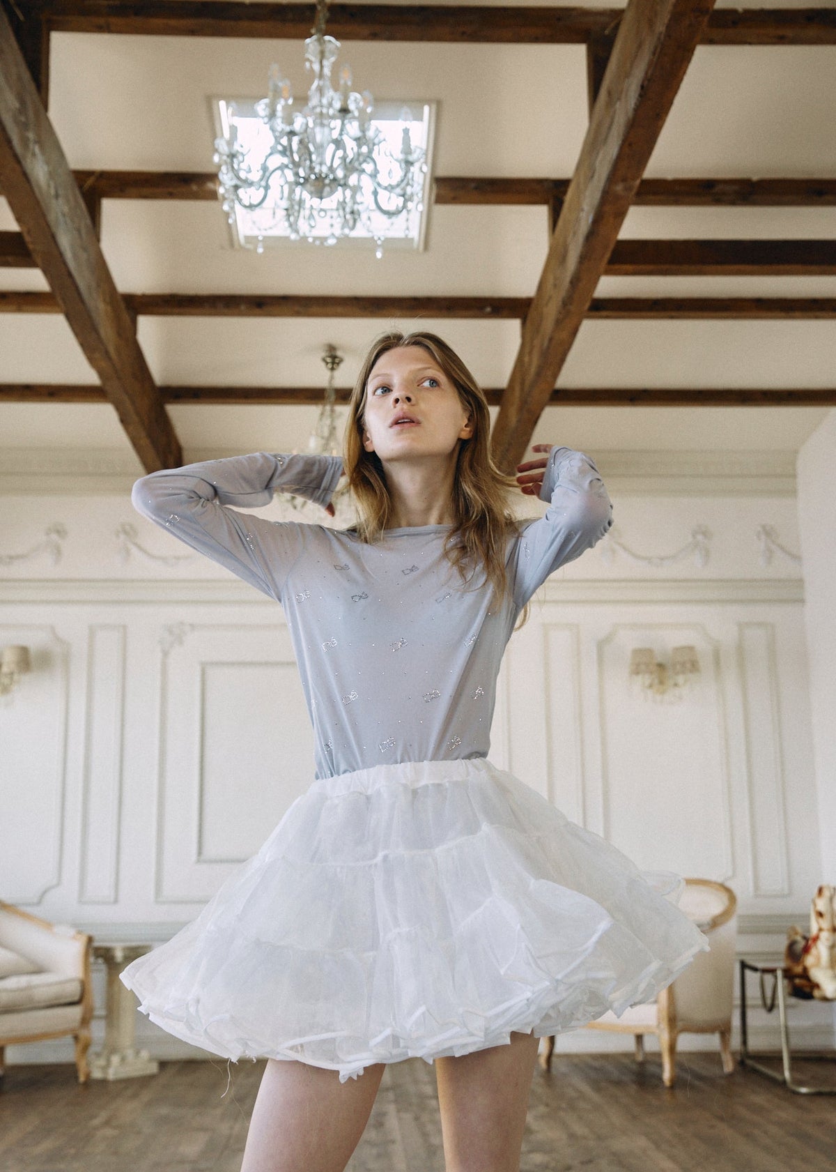 Crystal Logo Sheer Top