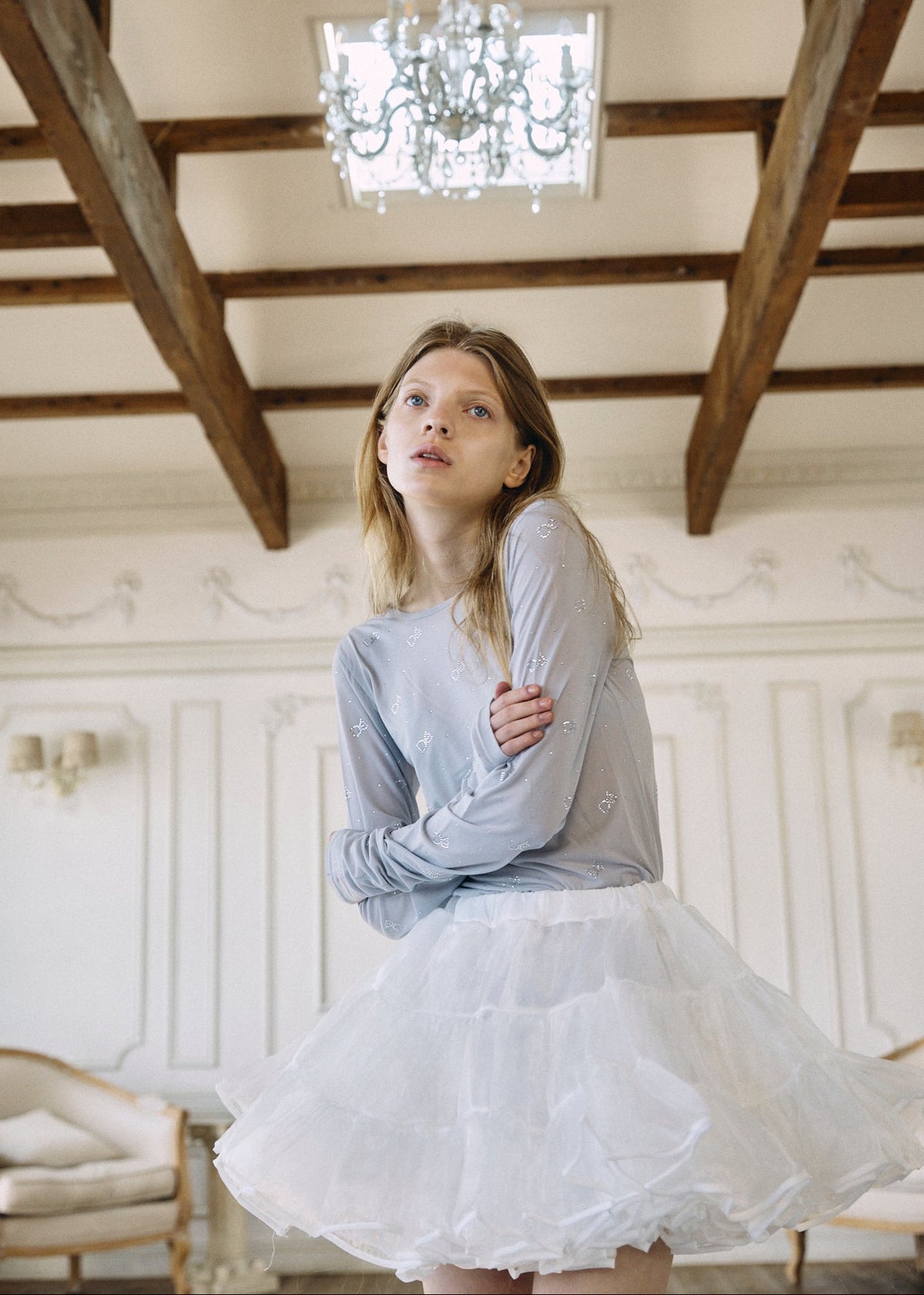 Crystal Logo Sheer Top