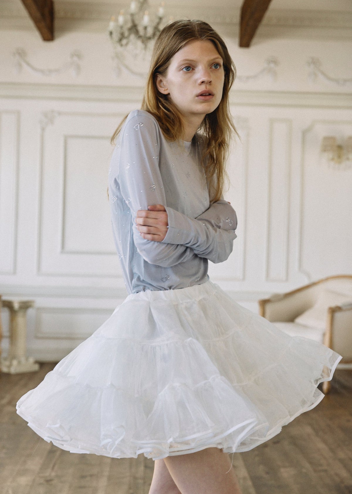 Crystal Logo Sheer Top