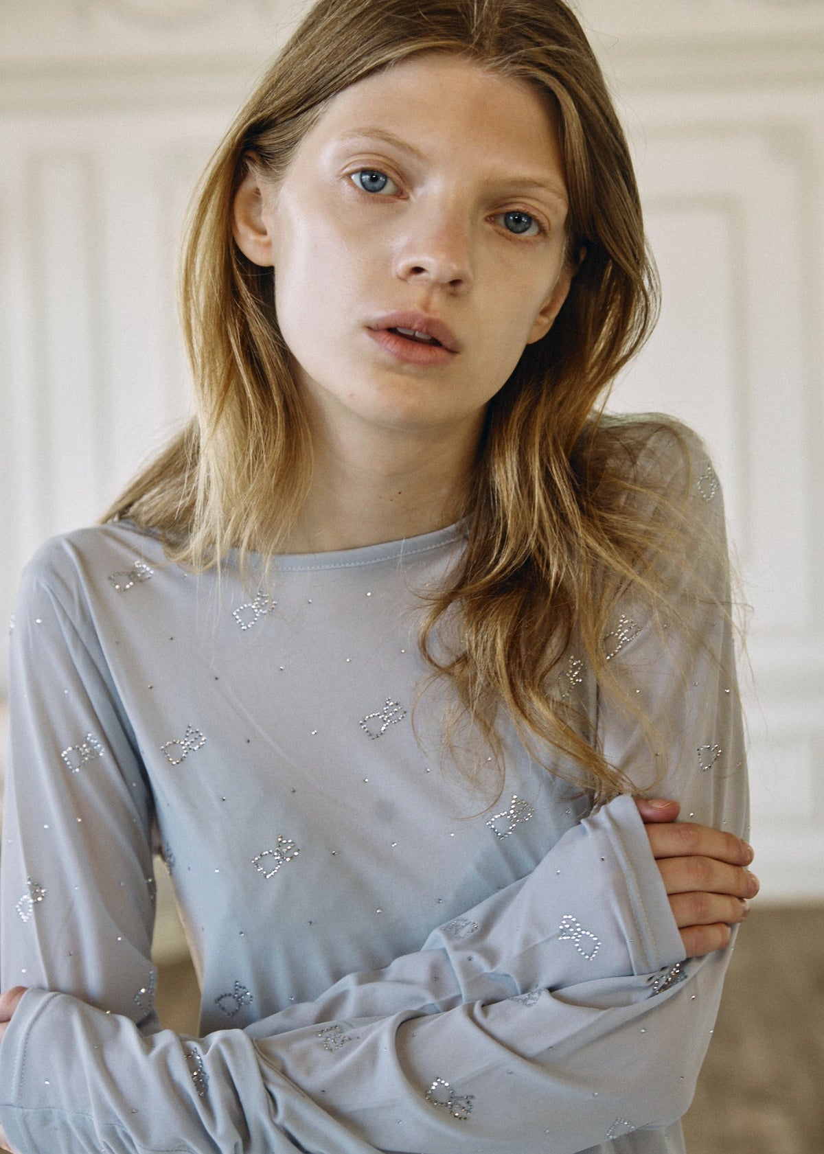 Crystal Logo Sheer Top