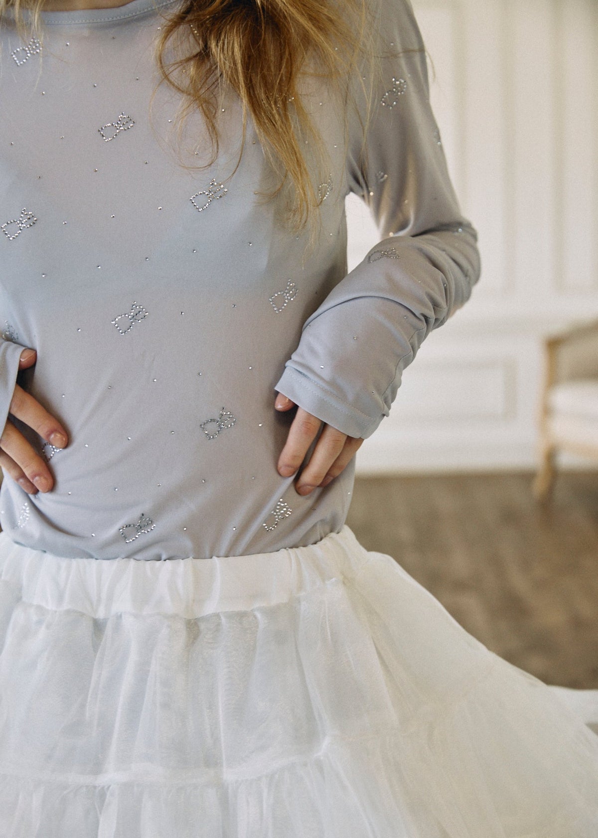Crystal Logo Sheer Top