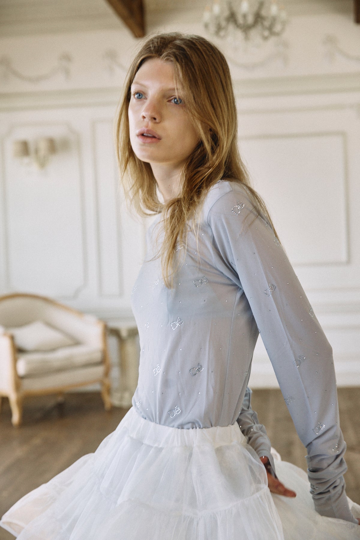 【予約商品】Crystal Logo Sheer Top