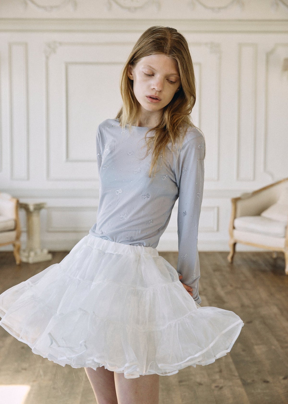Crystal Logo Sheer Top