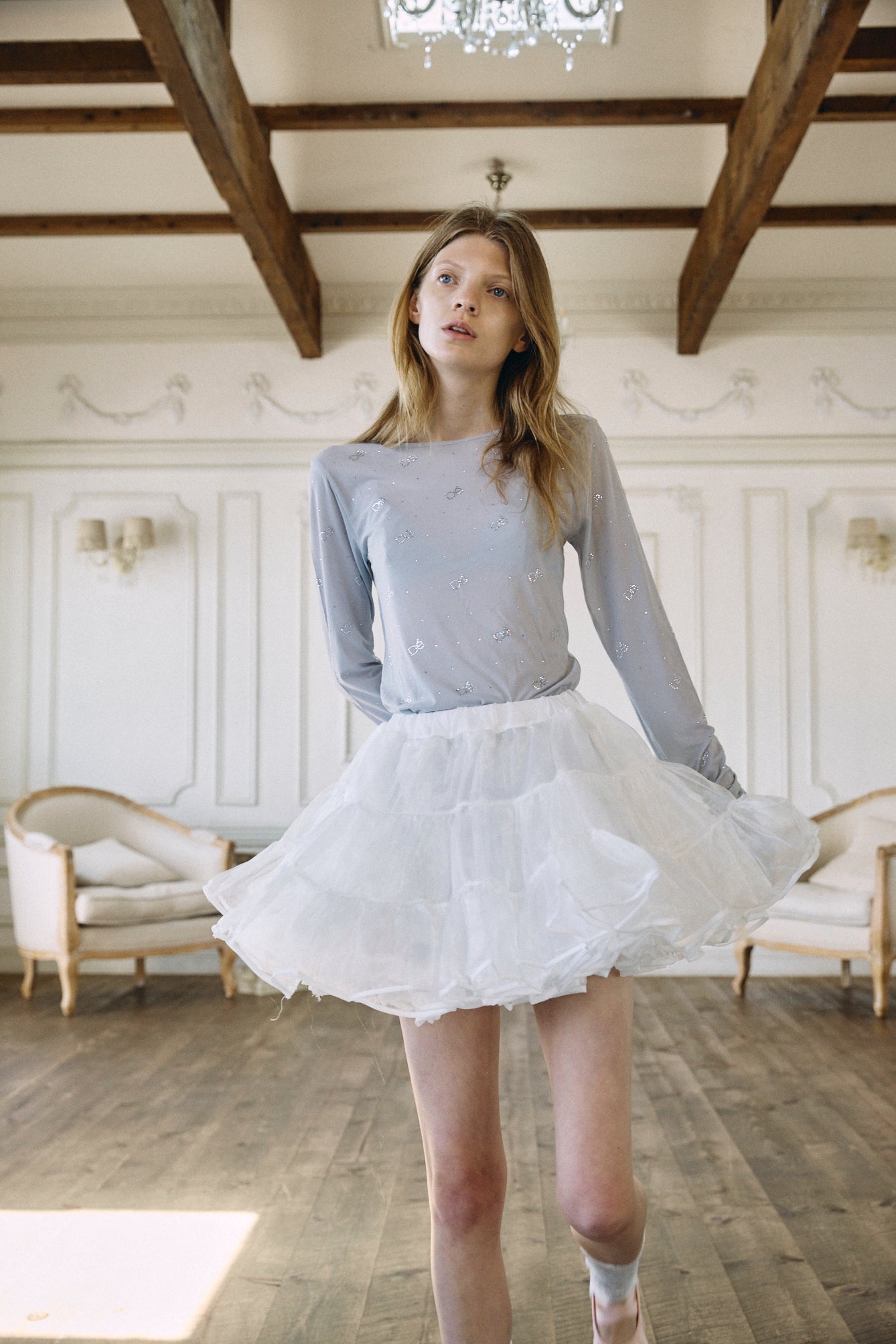 【予約商品】Crystal Logo Sheer Top