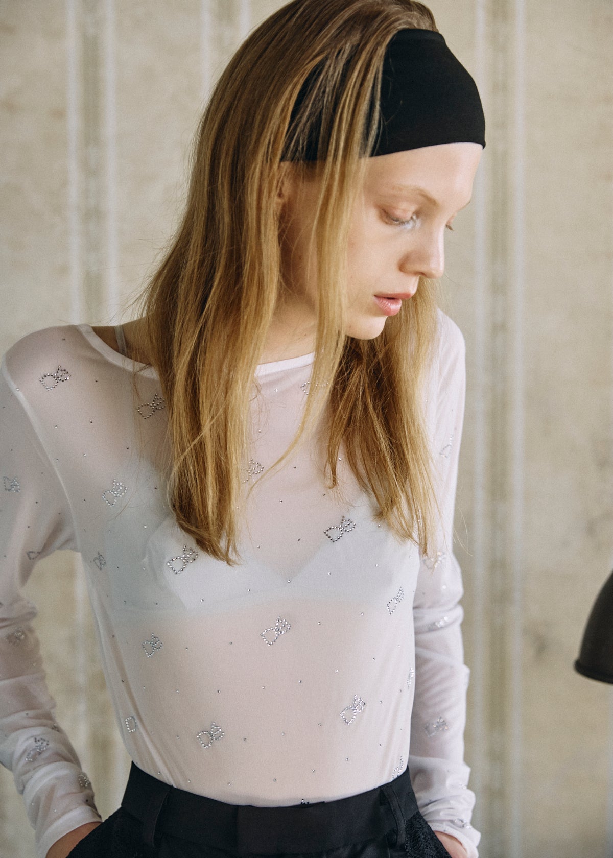 【予約商品】Crystal Logo Sheer Top