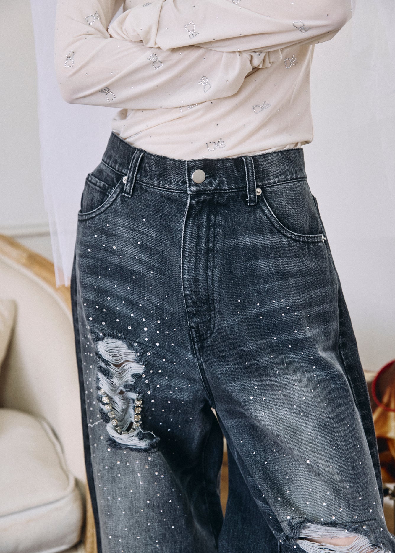 【予約商品】Bijou Damaged Denim