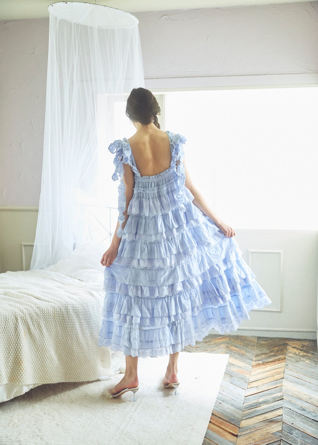 Cotton Tiered Scallop Dress