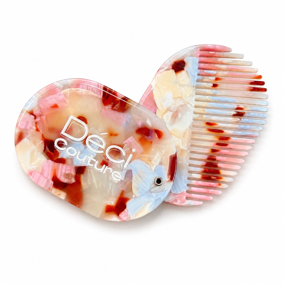 🎁 【Novelty】Compact Marble Mirror Comb (100% off)