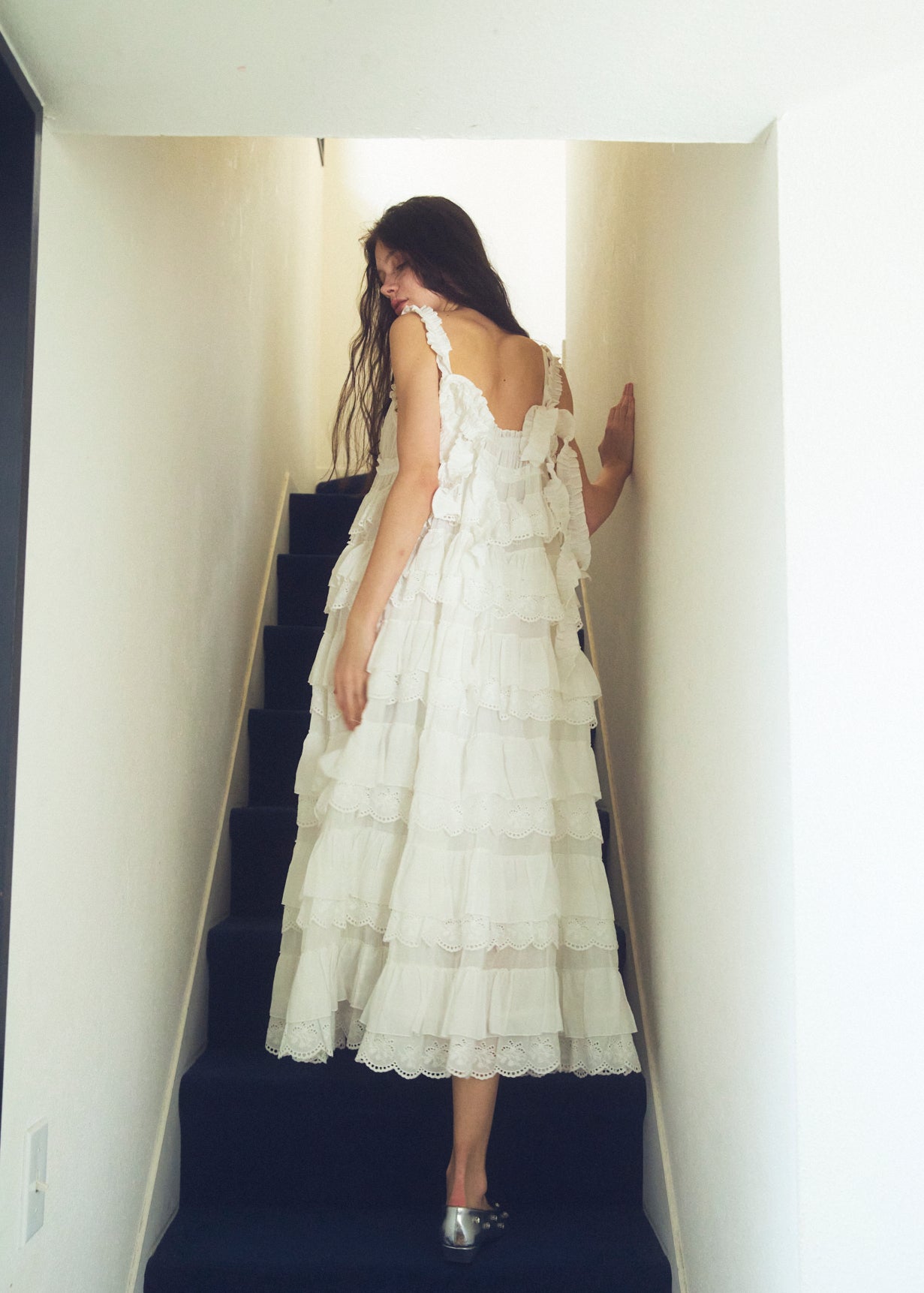 Cotton Tiered Scallop Dress