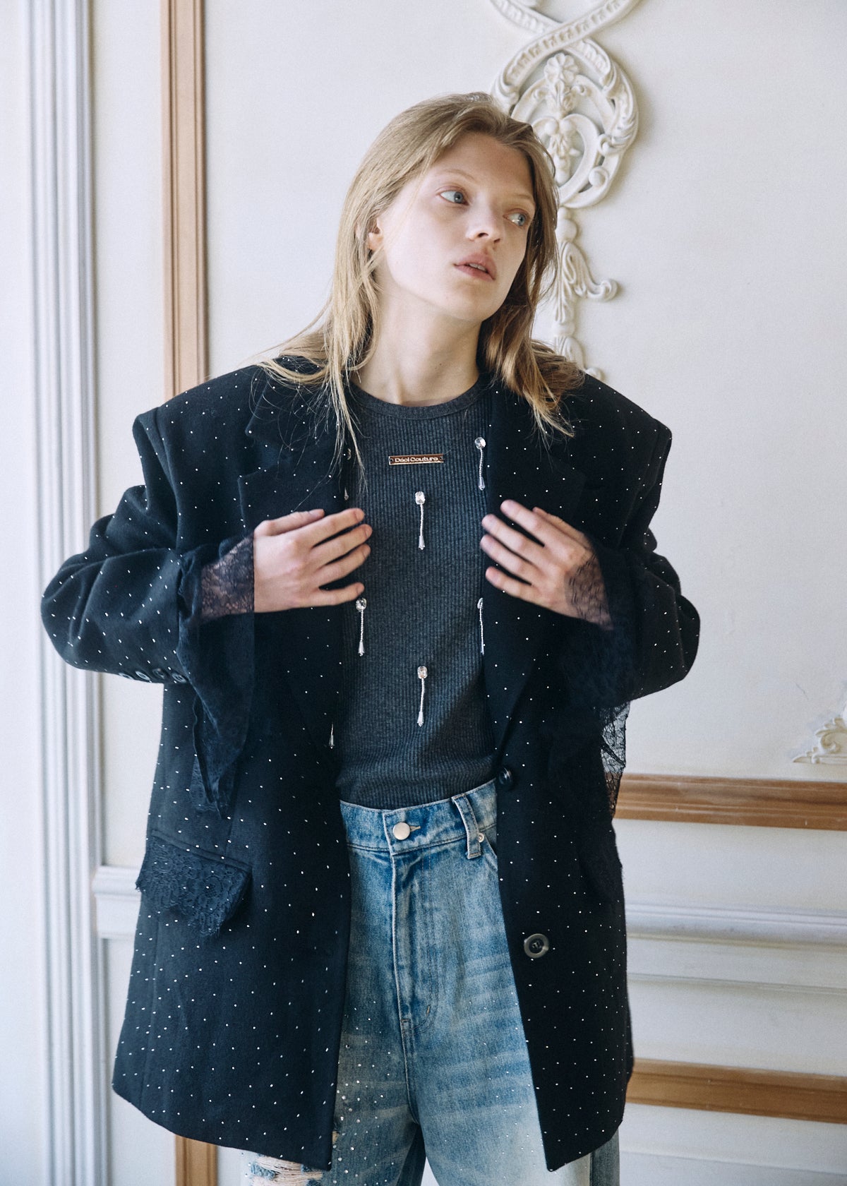 【予約商品】2WAY Bijou Lace Jacket