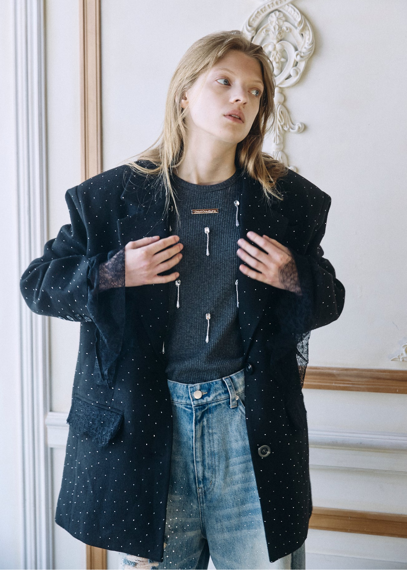 【予約商品】2WAY Bijou Lace Jacket