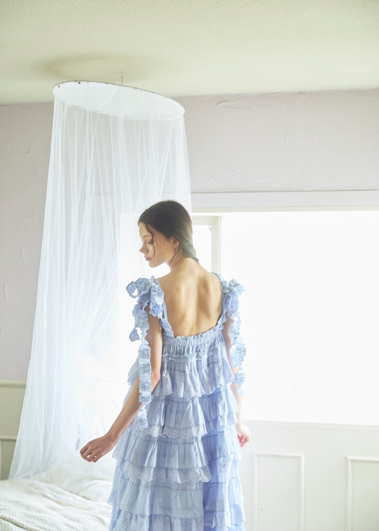 Cotton Tiered Scallop Dress