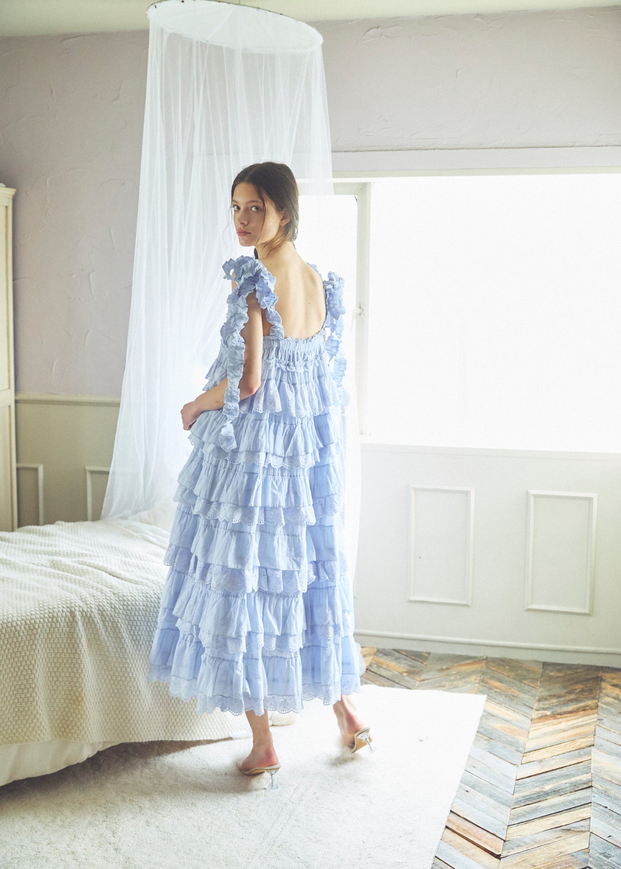 Cotton Tiered Scallop Dress