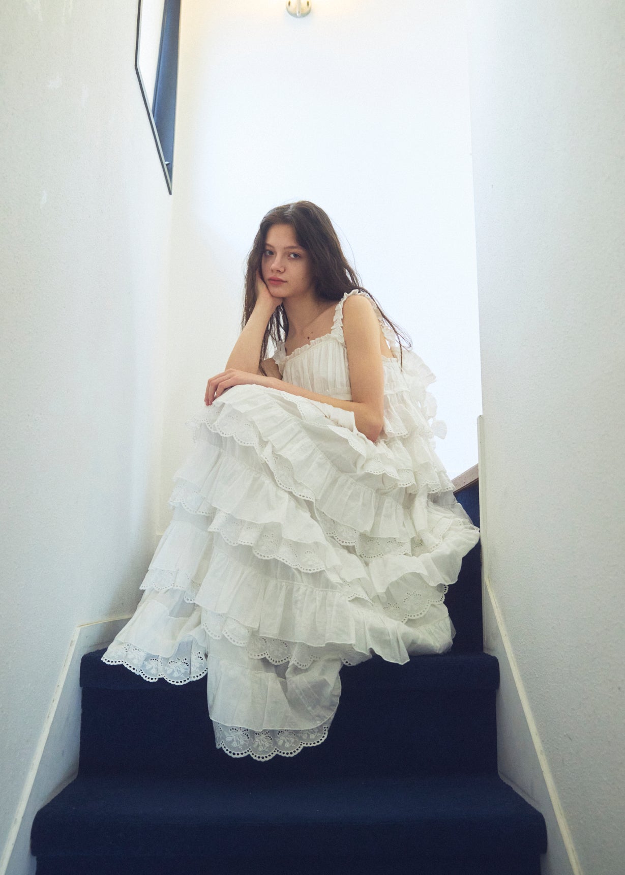 Cotton Tiered Scallop Dress