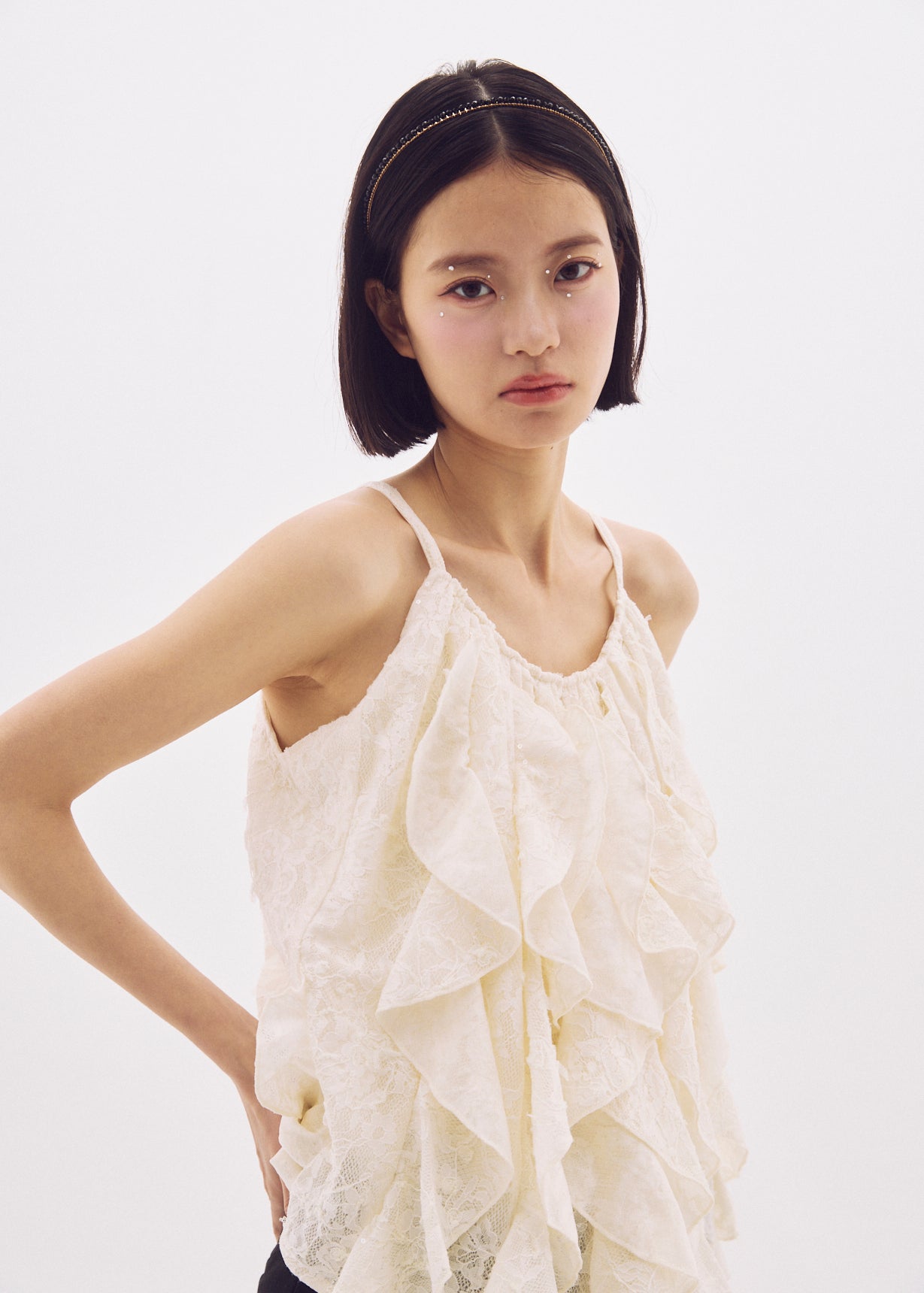 Spangle Lace Ruffle Top