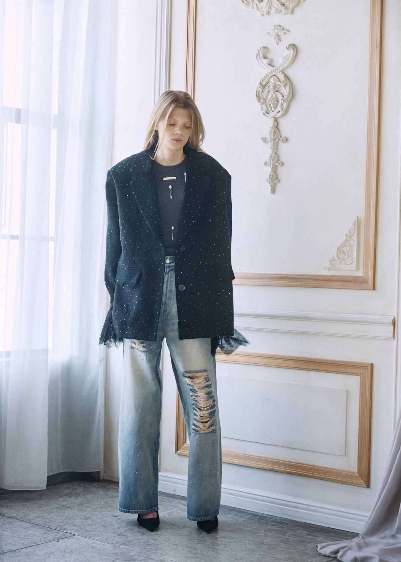 【予約商品】2WAY Bijou Lace Jacket