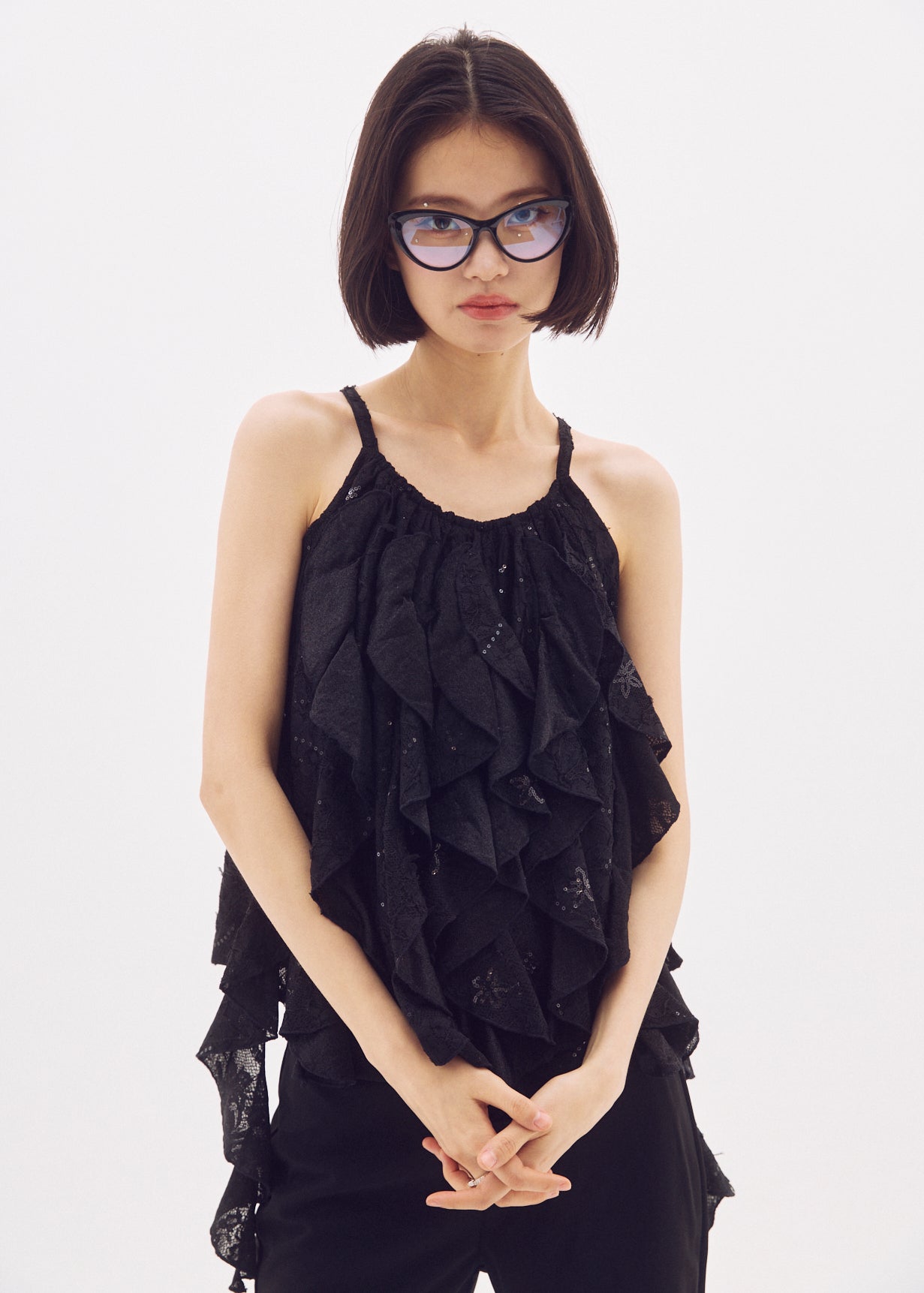 Spangle Lace Ruffle Top