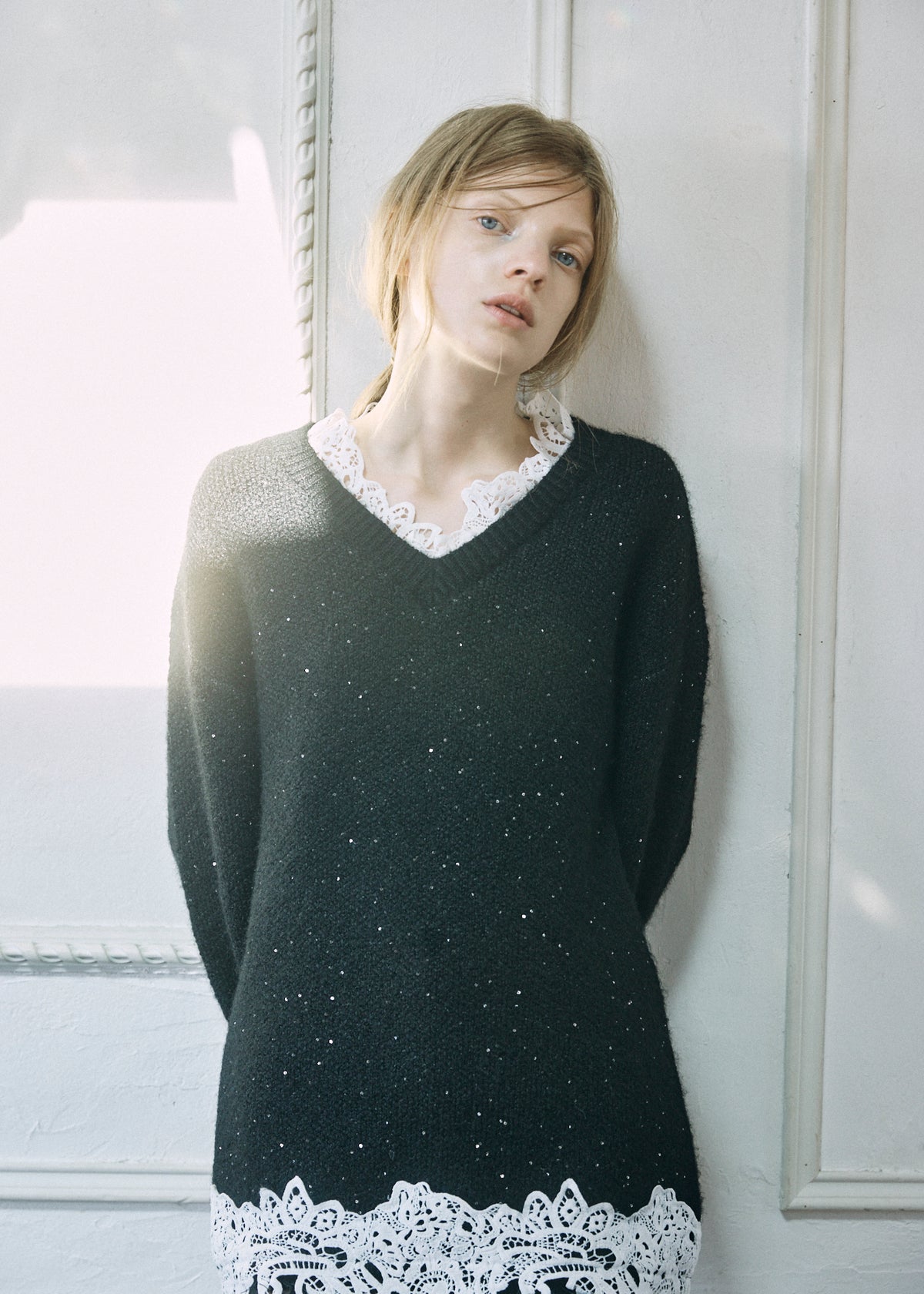 【予約商品】Lace Sparkle Oversized Knit