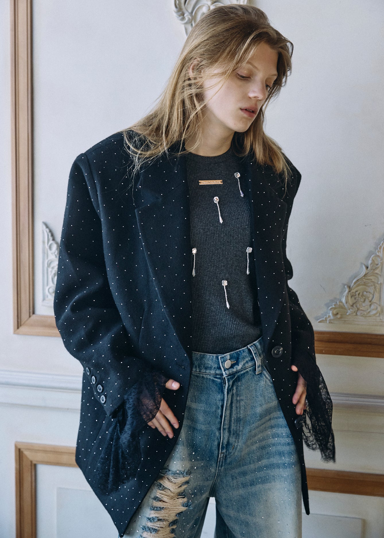 【予約商品】2WAY Bijou Lace Jacket