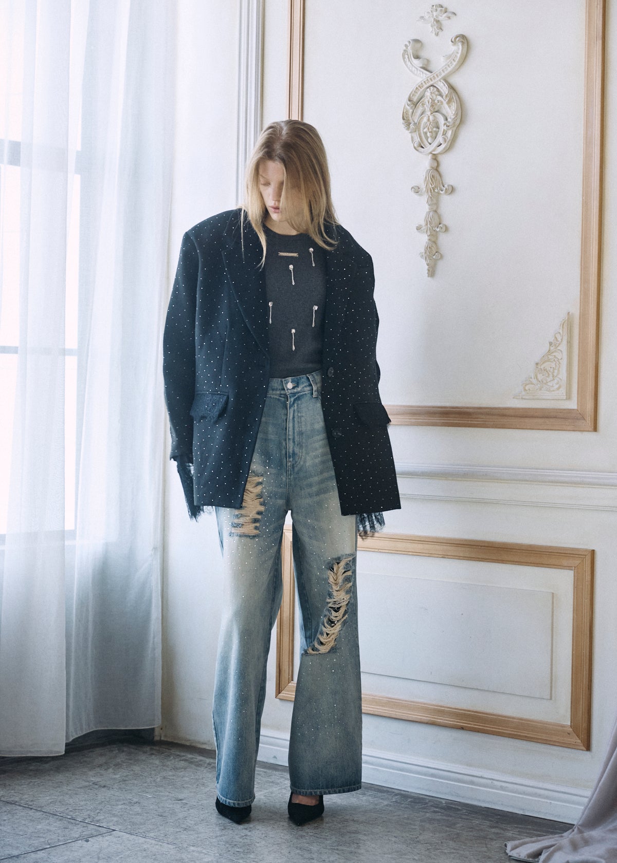 【予約商品】2WAY Bijou Lace Jacket