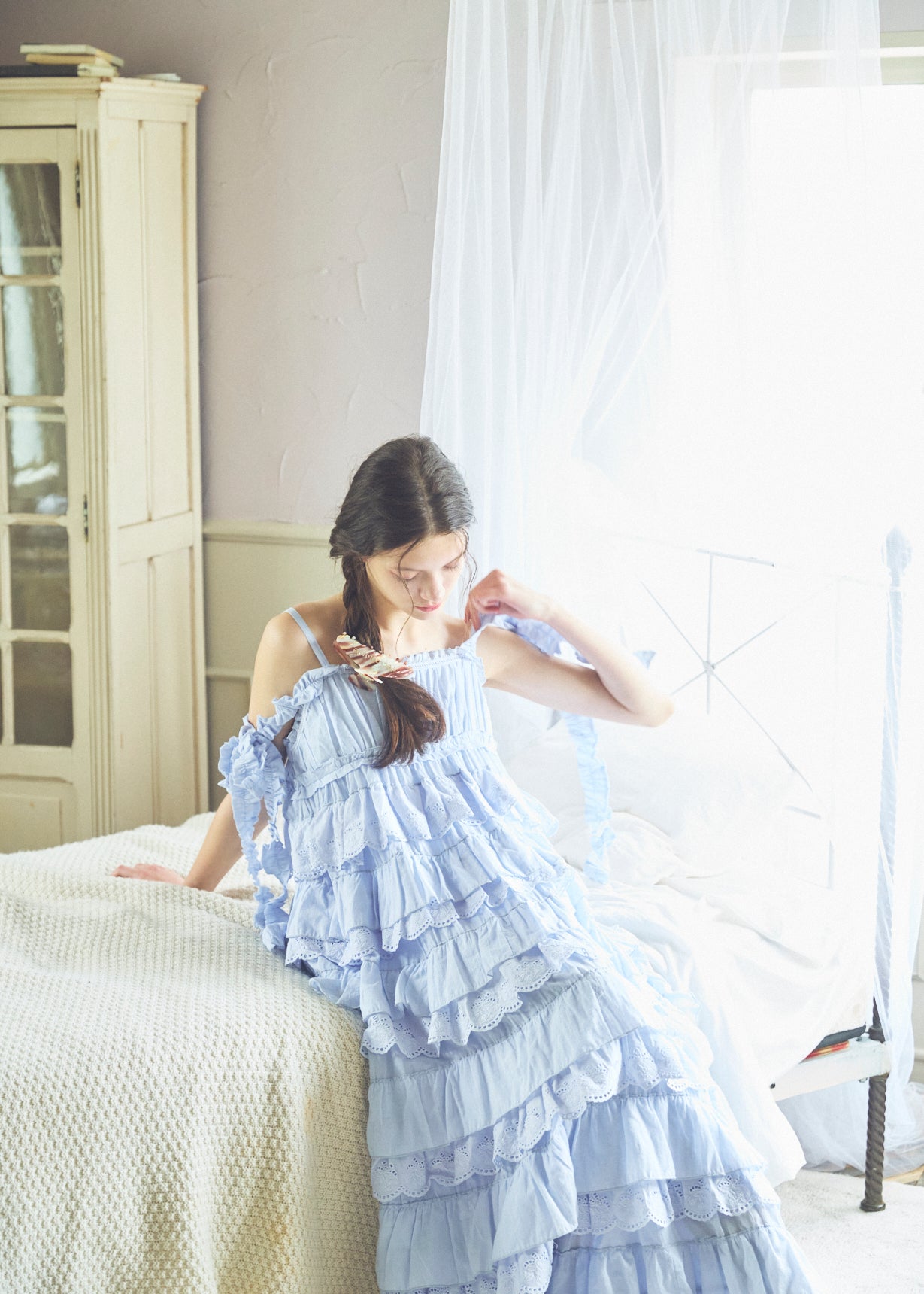 Cotton Tiered Scallop Dress