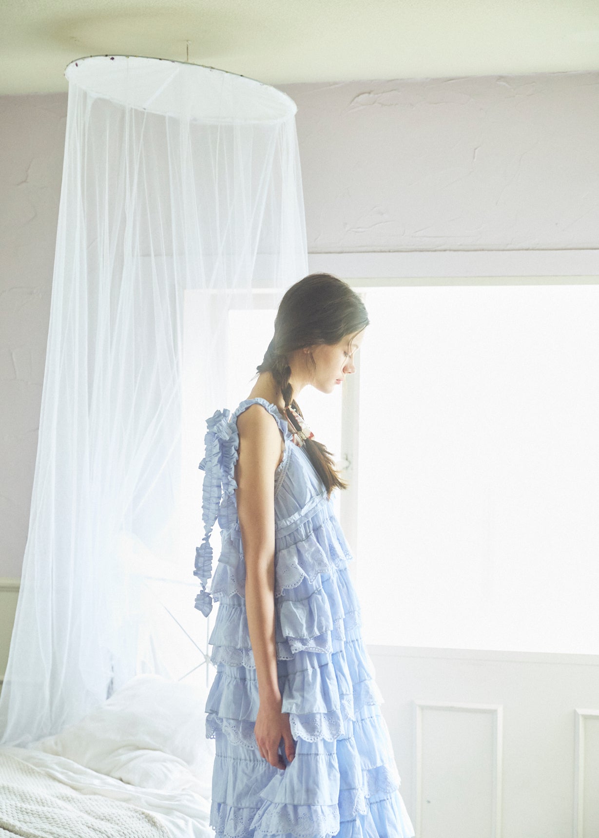 Cotton Tiered Scallop Dress