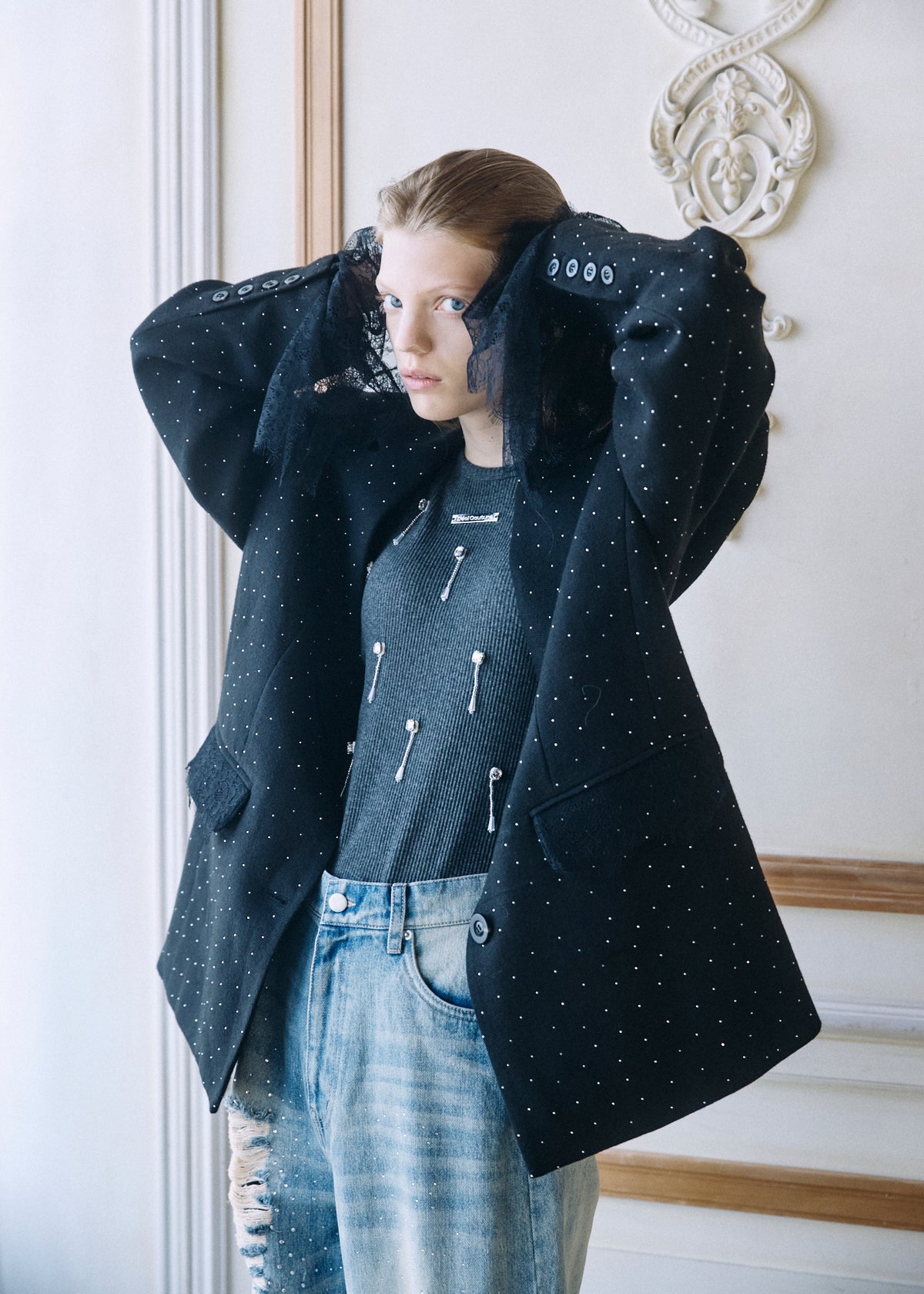 【予約商品】2WAY Bijou Lace Jacket