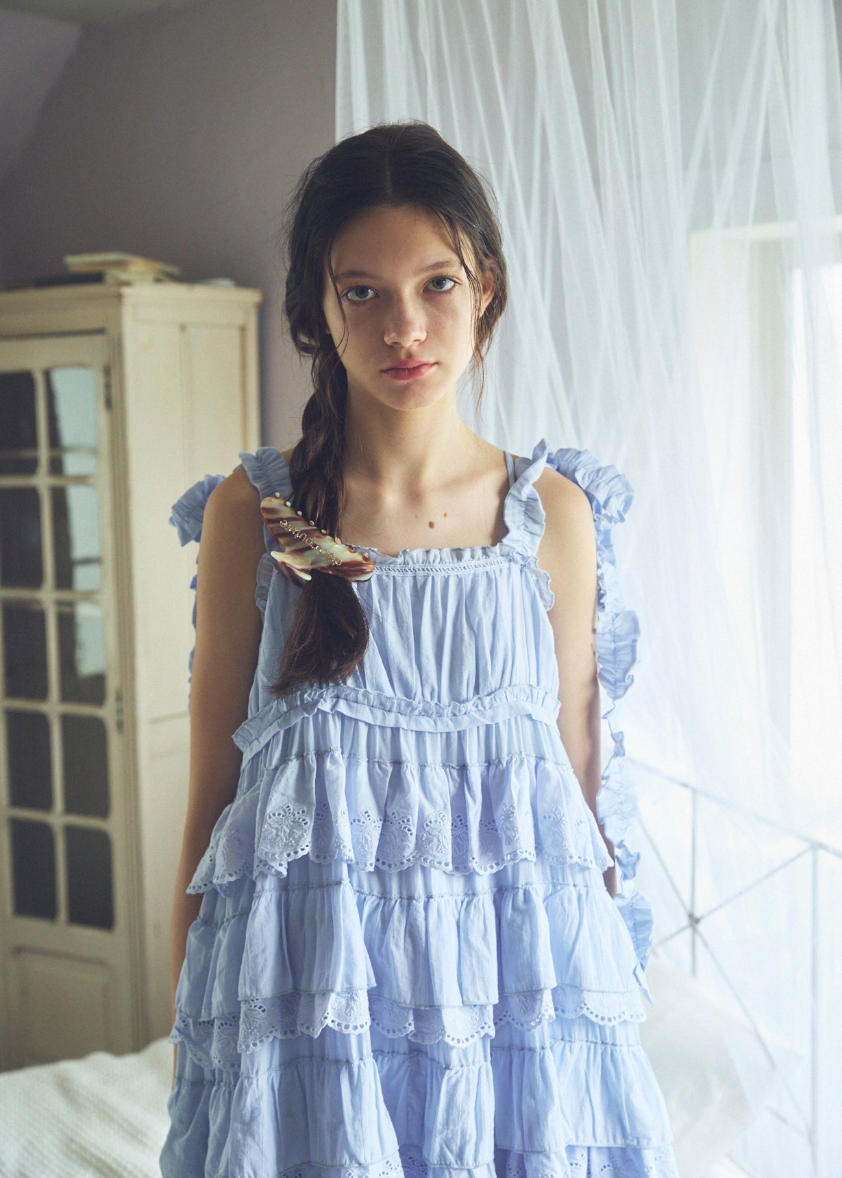 Cotton Tiered Scallop Dress