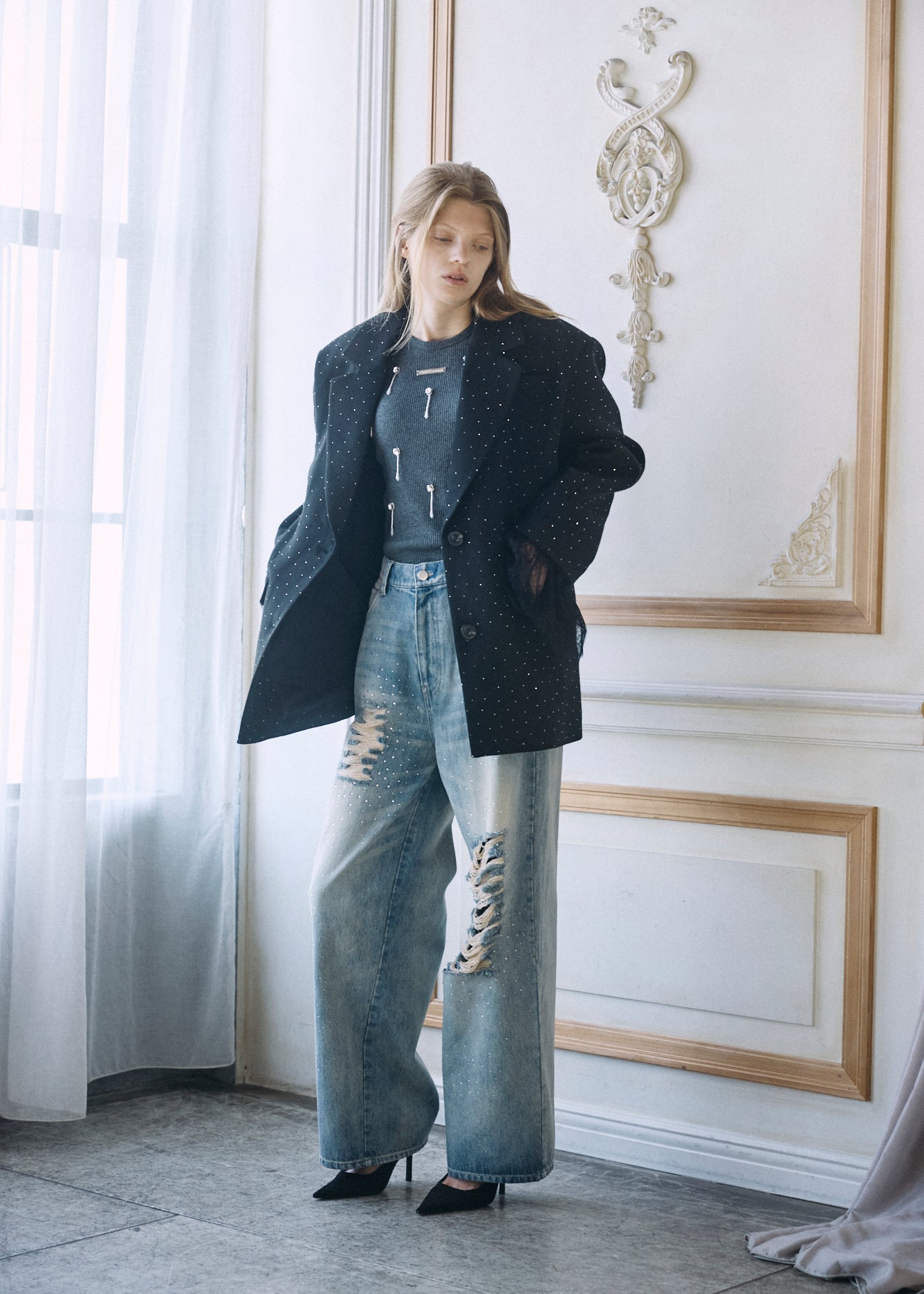 【予約商品】2WAY Bijou Lace Jacket