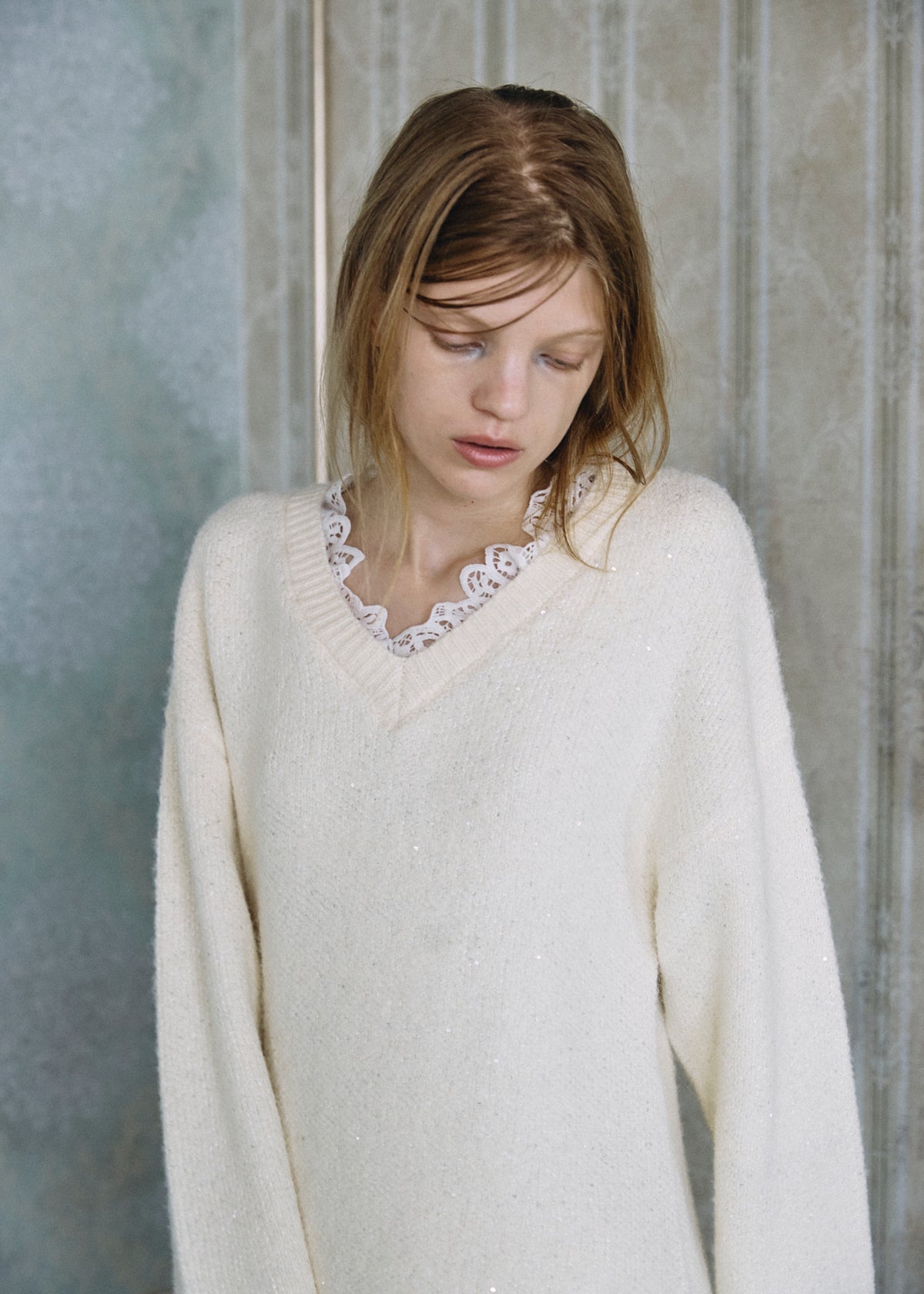 【予約商品】Lace Sparkle Oversized Knit