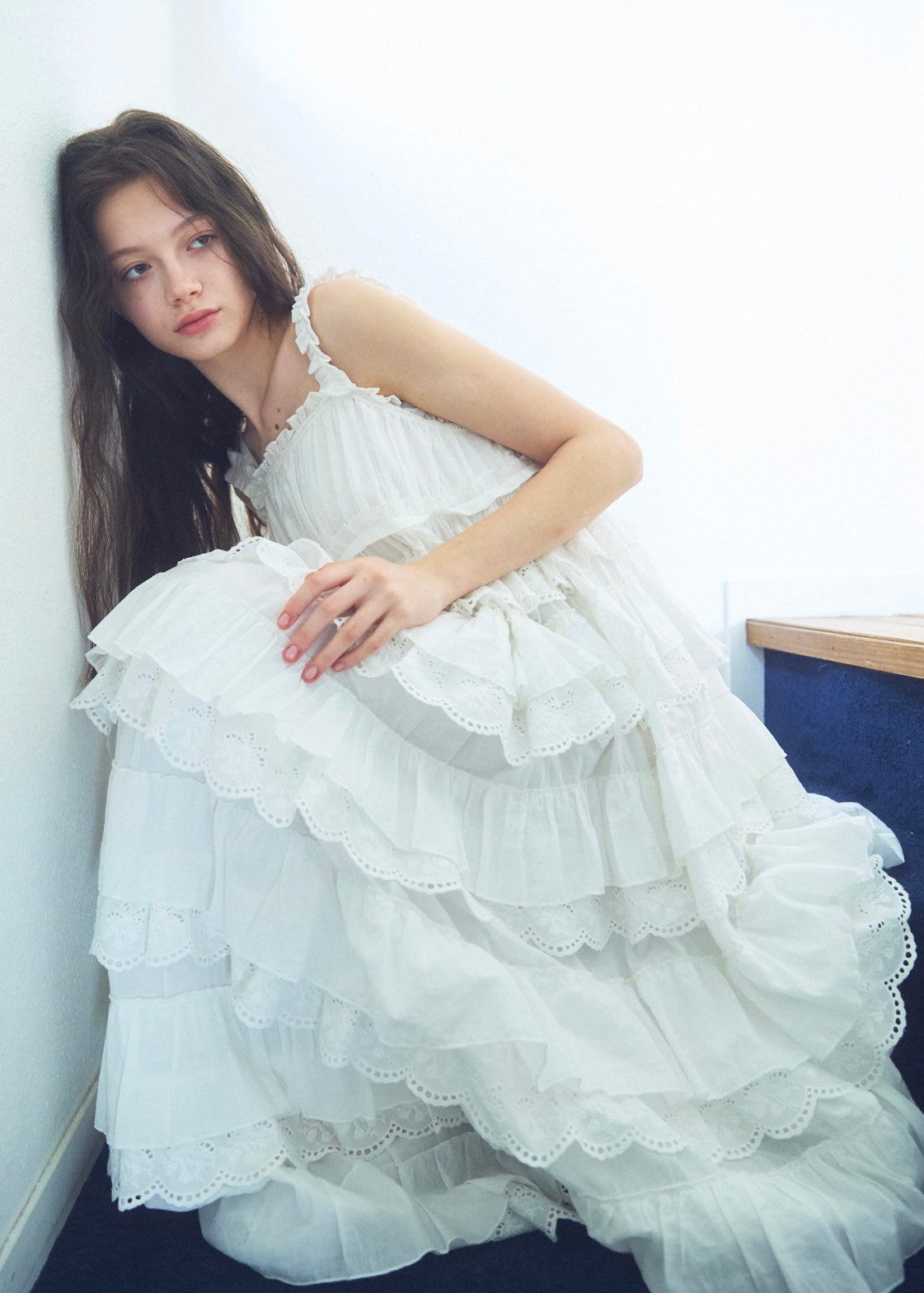 Cotton Tiered Scallop Dress