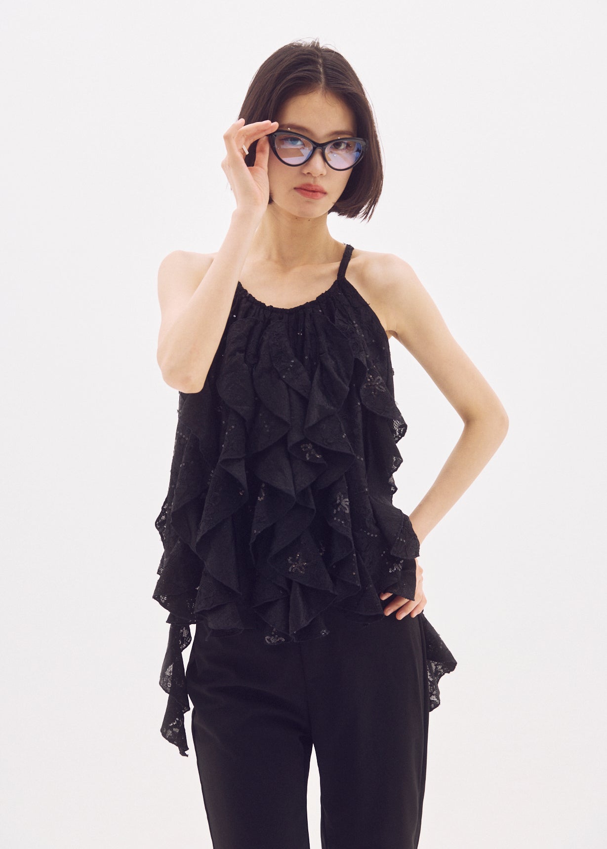 Spangle Lace Ruffle Top
