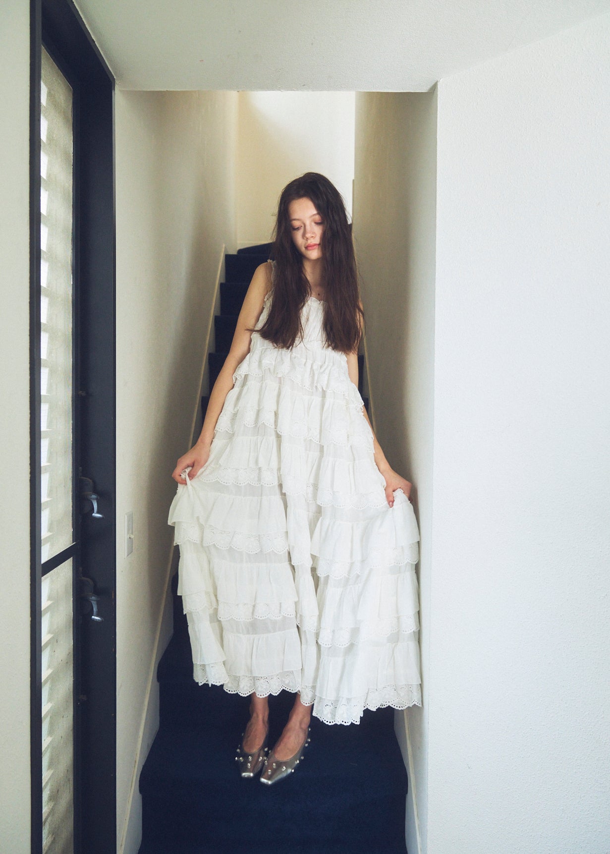 Cotton Tiered Scallop Dress